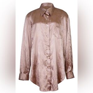 Acne Studios Sofi Satin Rose Embossed Shirt Size Large